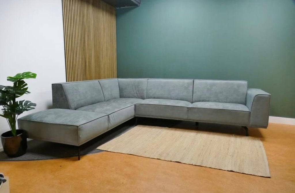 De Bommel hoekbank lichtblauw, Ophalen, 250 tot 300 cm, Gebruikt, Hoekbank