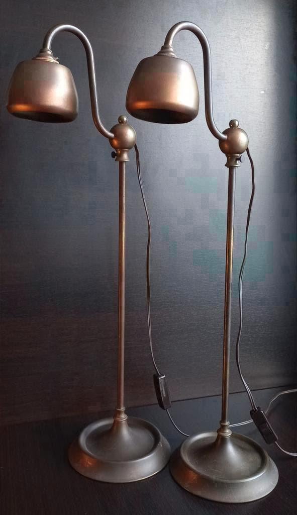 Art Deco bronzen set Stijlvolle Bureaulampen, brons lamp, Antiek en Kunst, Antiek | Lampen, Ophalen of Verzenden