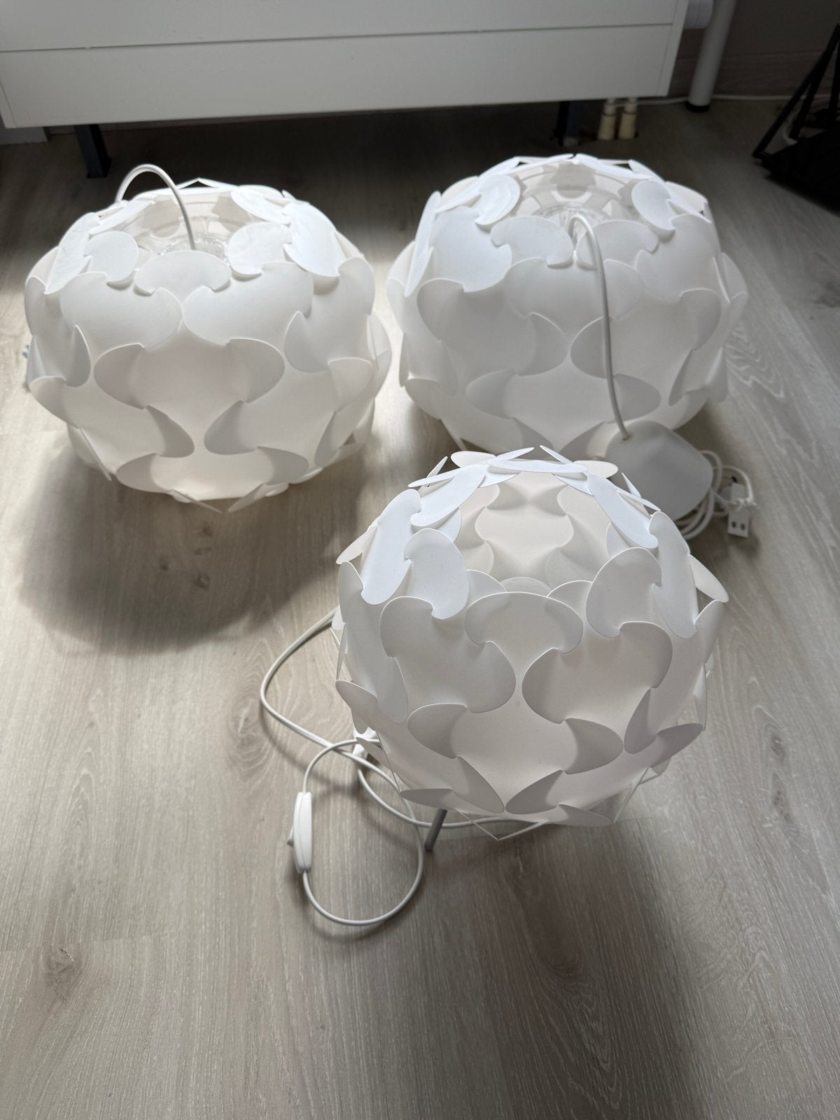3x IKEA Maskros lampen - wit, modern design, Ophalen, Zo goed als nieuw