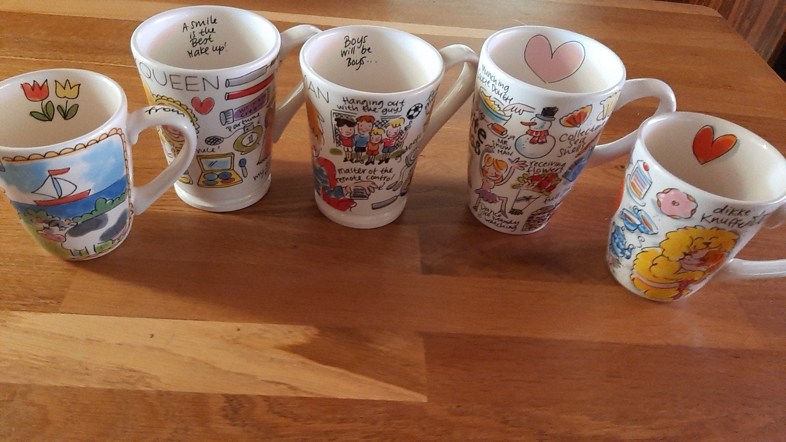 5 mokken blond Amsterdam 1x melkkannetje, Ophalen, Aardewerk, Blond Amsterdam, Kop(pen) en/of Schotel(s)