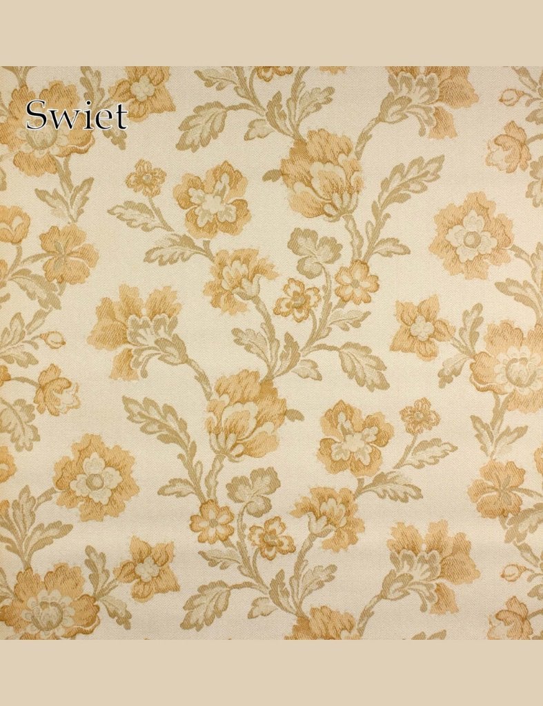 2746 Oker bloemen behang guirlande retro klassiek 70´s swiet, Ophalen of Verzenden, Beige