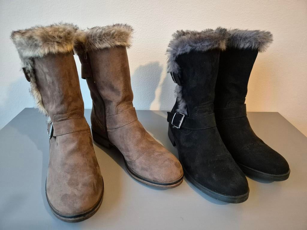 2 paar Graceland laarsen maat 40, bontjes, gespen, spekzool, Kleding | Dames, Schoenen, Bruin, Lage of Enkellaarzen, Ophalen of Verzenden