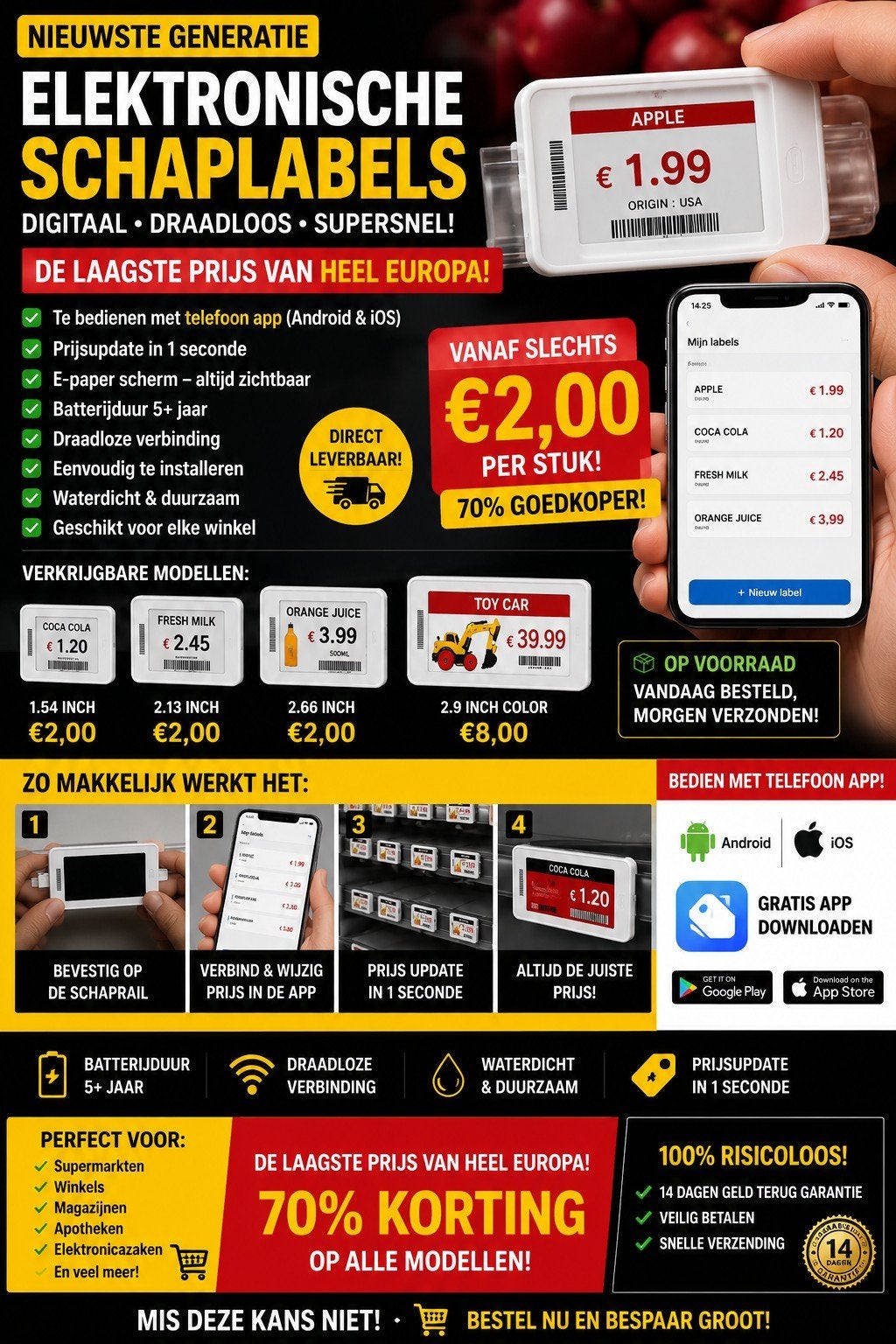 Nieuwste Generatie Elektronische Schaplabels, Ophalen of Verzenden