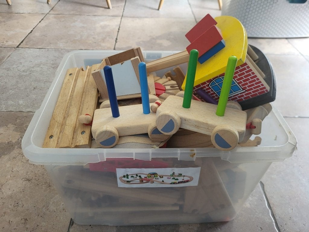 treinset hout incl. magneet treintjes (8 kg), Kinderen en Baby's, Speelgoed | Houten speelgoed, Ophalen, Gebruikt, Overige typen