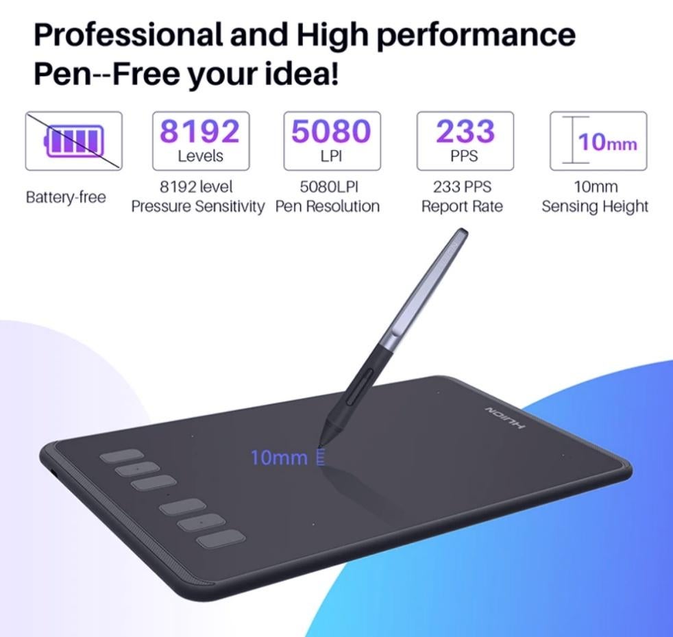 Huion Inspiroy H640P Digitale Tekening Tablet, Ophalen of Verzenden, Nieuw, Draadloos, HUION