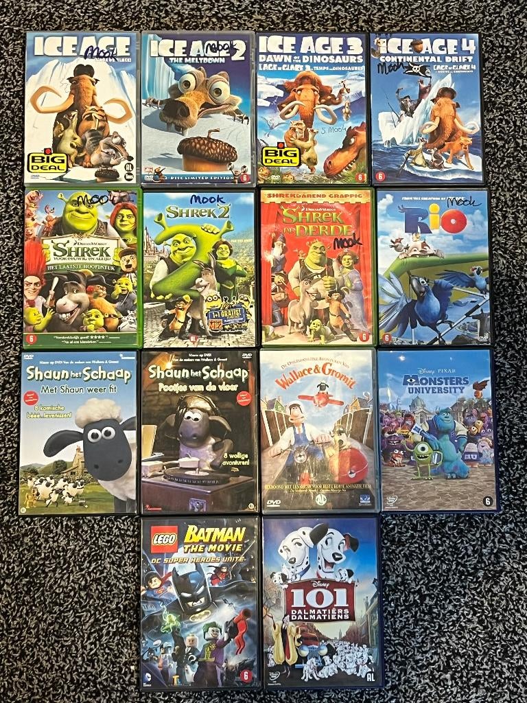 DVD's - Ice Age, Shrek, Shaun en meer!, Cd's en Dvd's, Dvd's | Kinderen en Jeugd, Gebruikt, Ophalen of Verzenden, Komedie, Vanaf 6 jaar