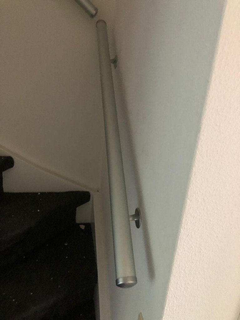 Complete set RVS trapleuningen inclusief 18 steunen, 8 delen, Huis en Inrichting, Overige Huis en Inrichting, Ophalen, Zo goed als nieuw