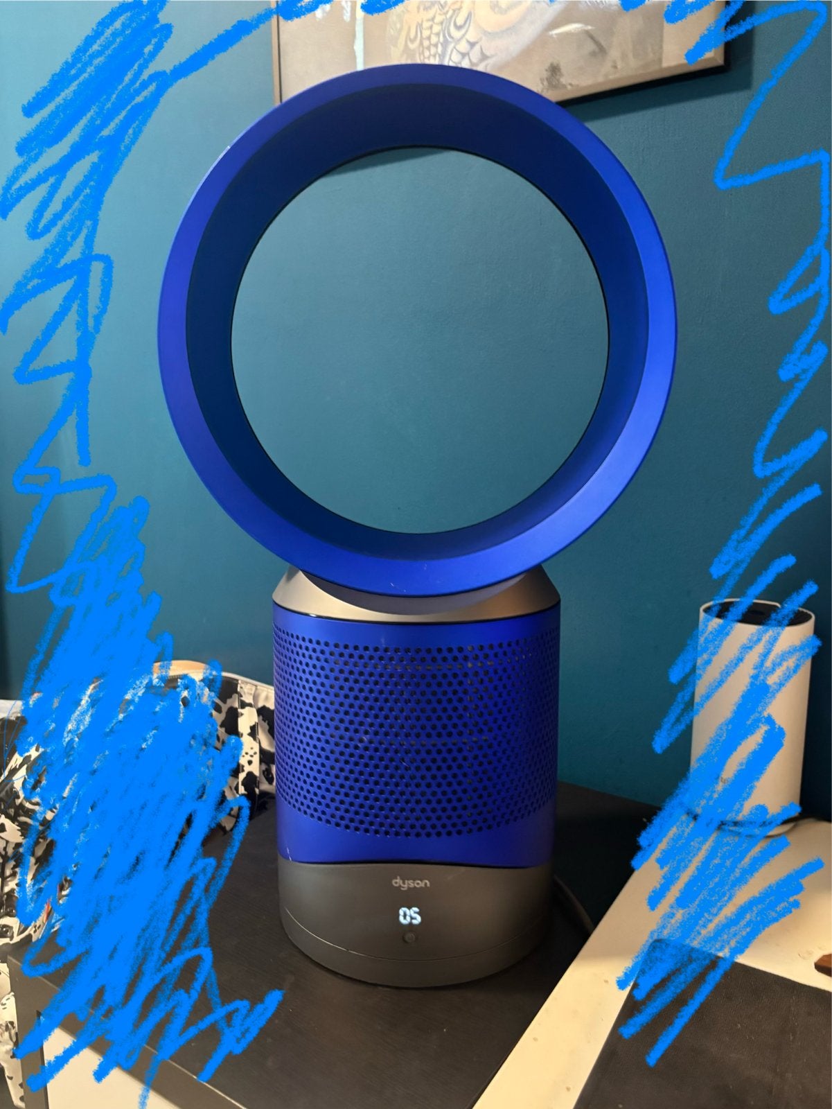 Dyson Ventilator en Luchtreiniger Blauw, Witgoed en Apparatuur, Ophalen, Ventilator met afstandsbediening, Gebruikt, Tafelventilator