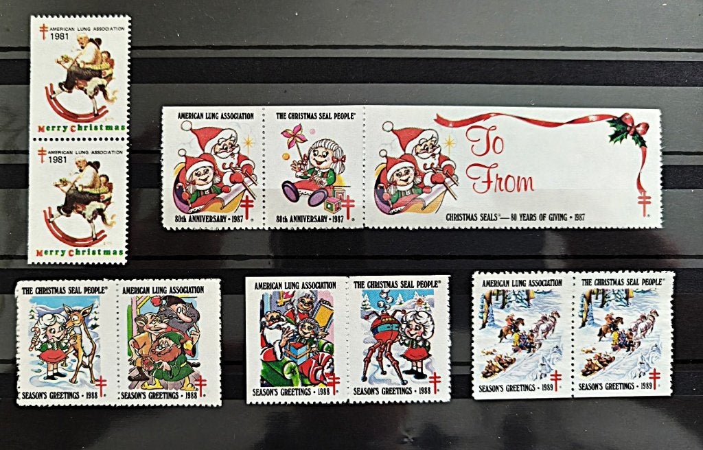 USA : TBC kerst/sluitzegel duos 1981/87/88/89, Verzenden, Overige thema's