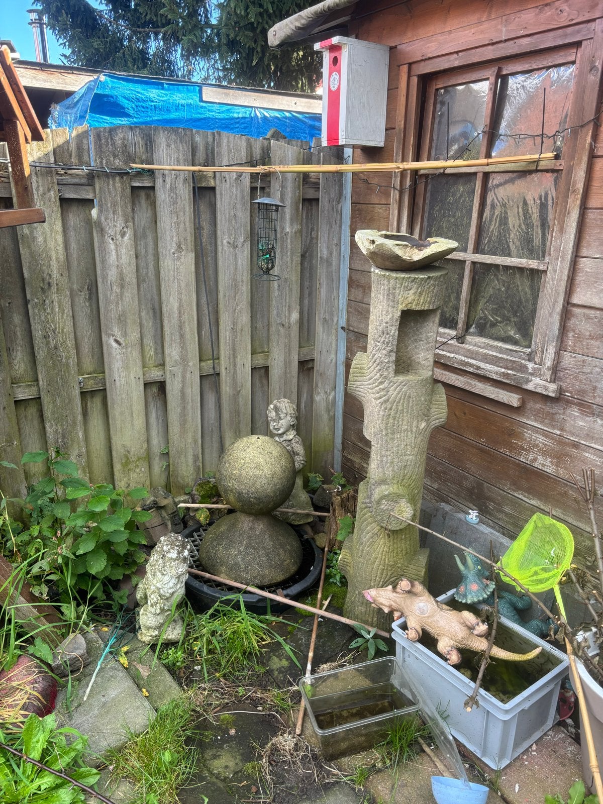 Diverse waterornamenten en tuinbeelden, Ophalen, Gebruikt, Beton, Abstract beeld