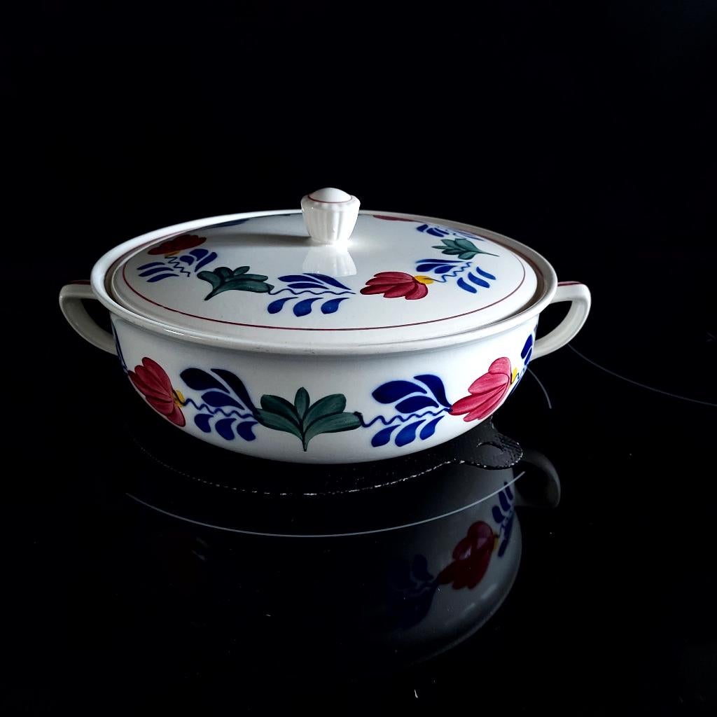 Boerenbont dekschaal, Huis en Inrichting, Keuken | Servies, Gebruikt, Ophalen of Verzenden, Schaal of Schalen, Aardewerk