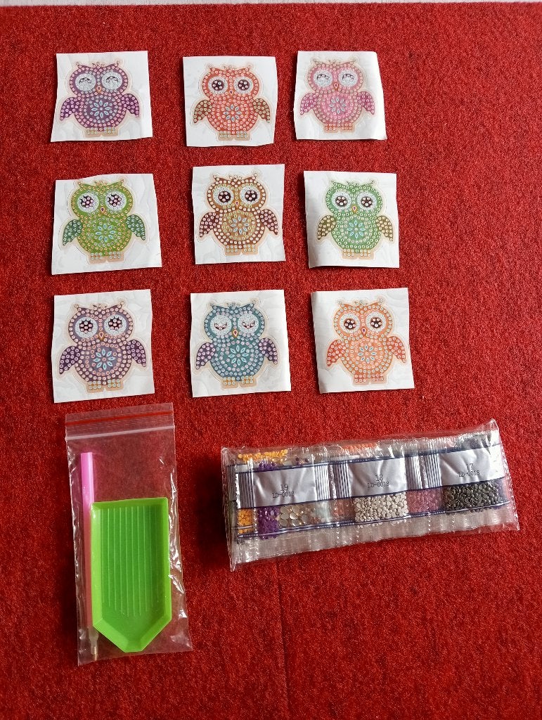 Te koop 9 diy diamond painting uil stickers, Ophalen of Verzenden, Nieuw, Knutselwerk