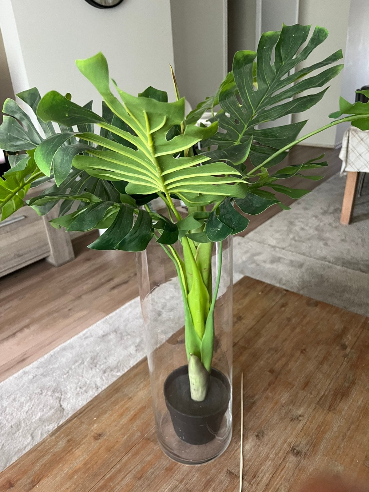 Mooie glazen vaas 60cm lang 20cm breed, Ophalen, Zo goed als nieuw