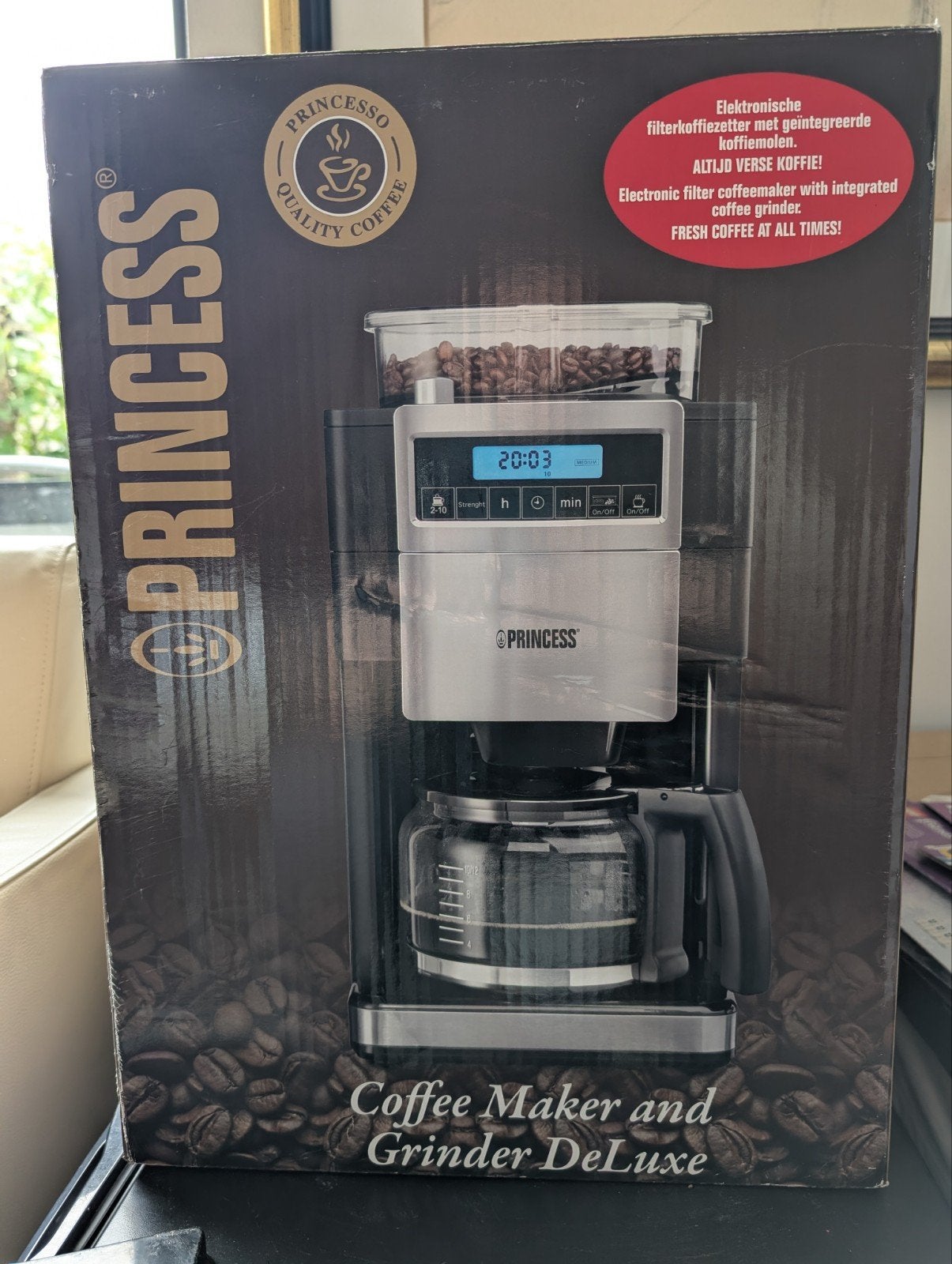 Princess Koffiezetapparaat met Geïntegreerde Koffiemolen, Witgoed en Apparatuur, 10 kopjes of meer, Ophalen of Verzenden, Nieuw