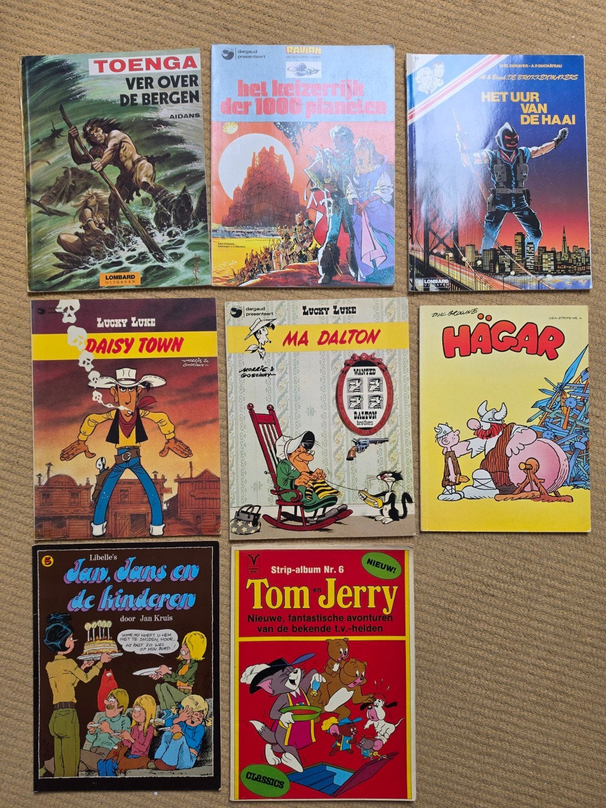 8x stripboeken - Lucky Luke, Ravian, Toenga, Hägar e.a., Meerdere stripboeken, Ophalen of Verzenden, Gelezen