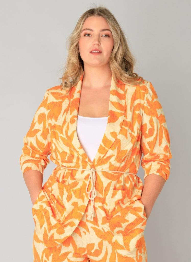 Ecru/oranje blazer Hale van Yest Curve Maat 48, Yest Curve, Maat 46/48 (XL) of groter, Nieuw, Oranje