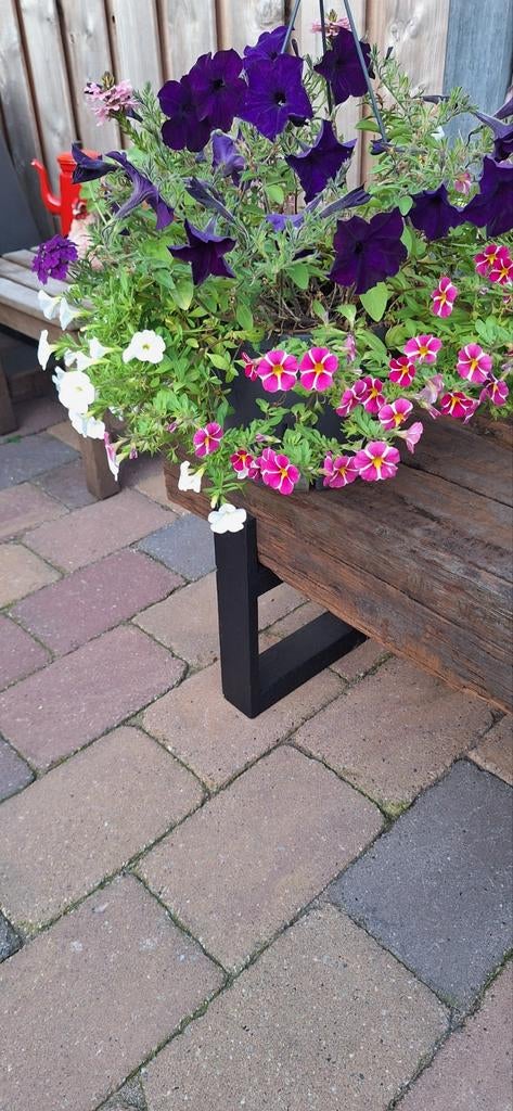 Mooie eikenhouten spoorbielzen tuinbankjes, Ophalen, Hout