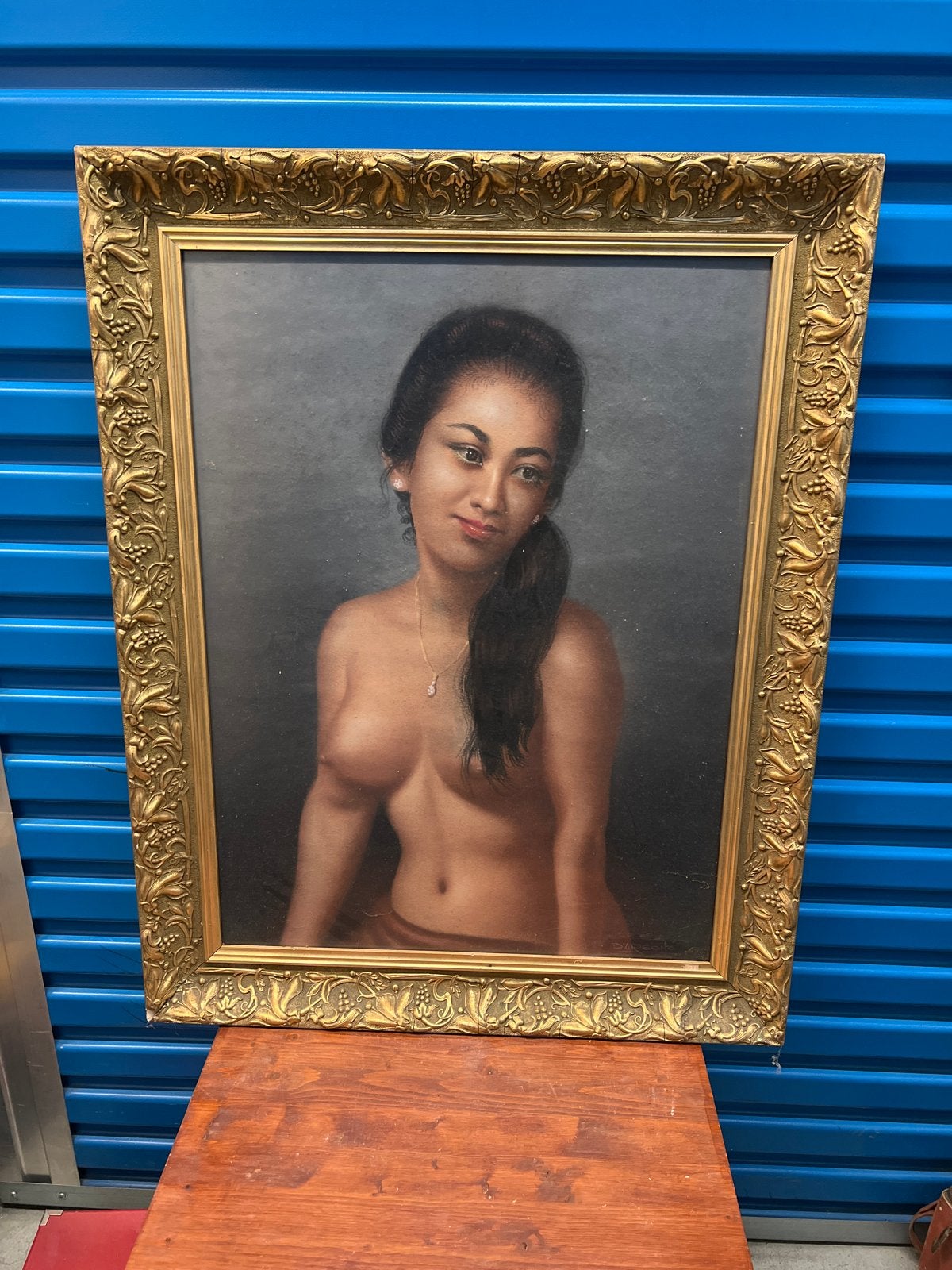 Klassiek Portret van een Vrouw in Gouden Lijst, Antiek en Kunst, Doek, Portret of Personen, Ophalen of Verzenden, Gesigneerd
