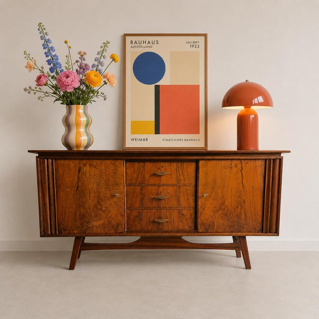 ️Vintage Dressoir Bruynzeel Zaandam (Piet Zwart) jaren '60., Huis en Inrichting, Kasten | Dressoirs, Gebruikt, 150 tot 200 cm