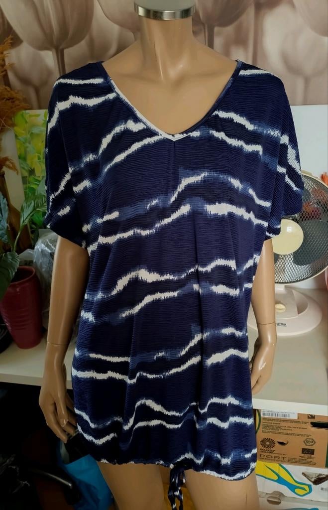 Leuk wijder lange blauwe shirt top maat 44 46, Blauw, Maat 46/48 (XL) of groter, Ophalen of Verzenden, Korte mouw