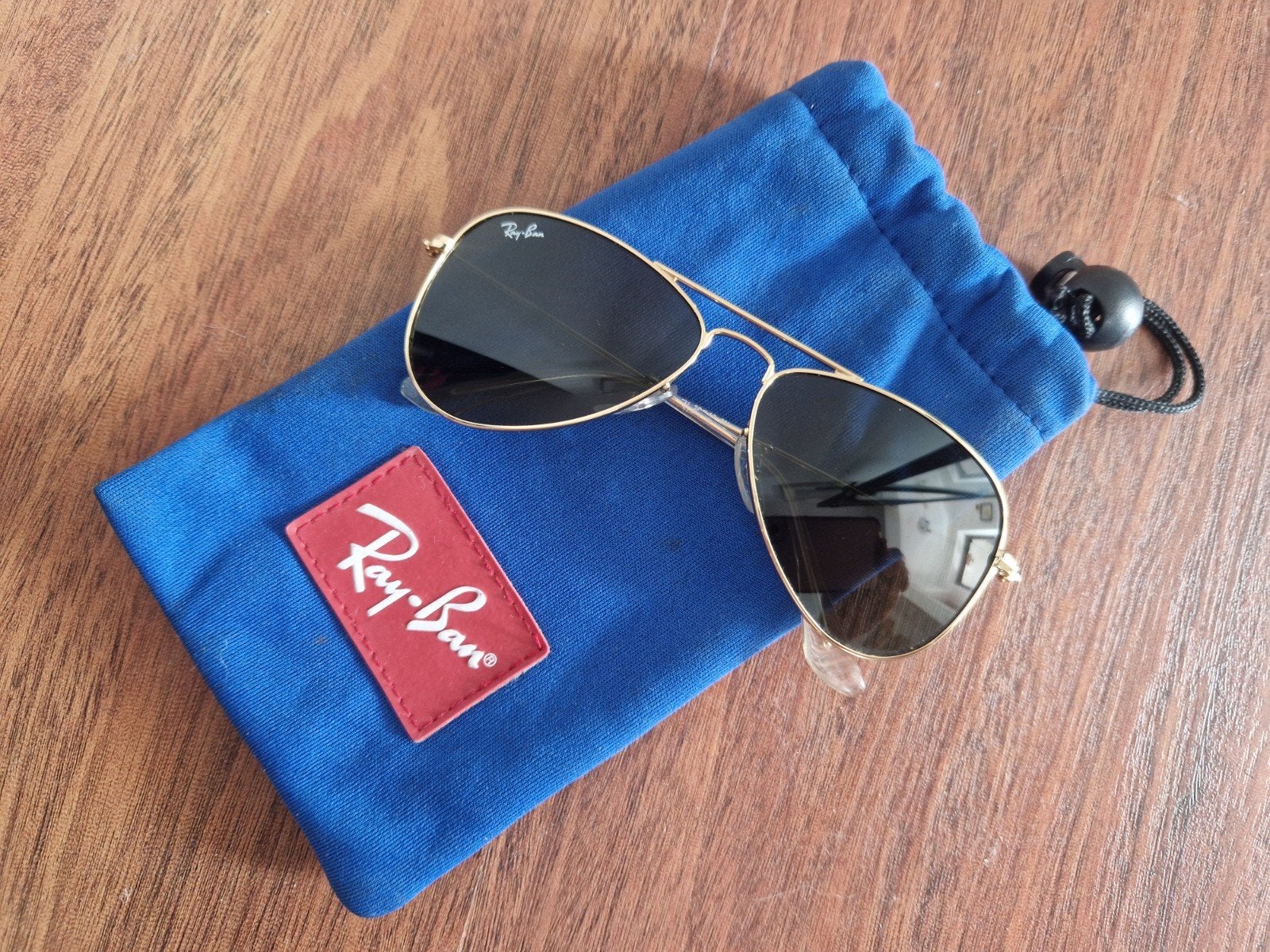 Ray-Ban Aviator Zonnebril Goud met Zwart Glas, Ophalen of Verzenden, Zo goed als nieuw