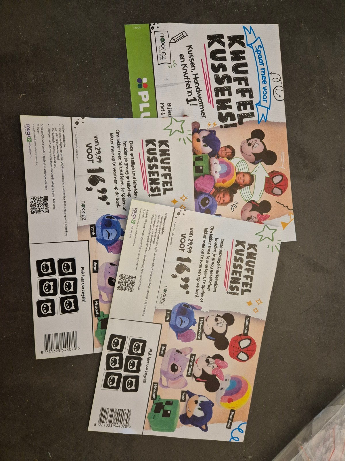 knuffelkussenactie plus spaarkaarten, Ophalen, Winkel, Super of Benzinepomp, Volle spaarkaart
