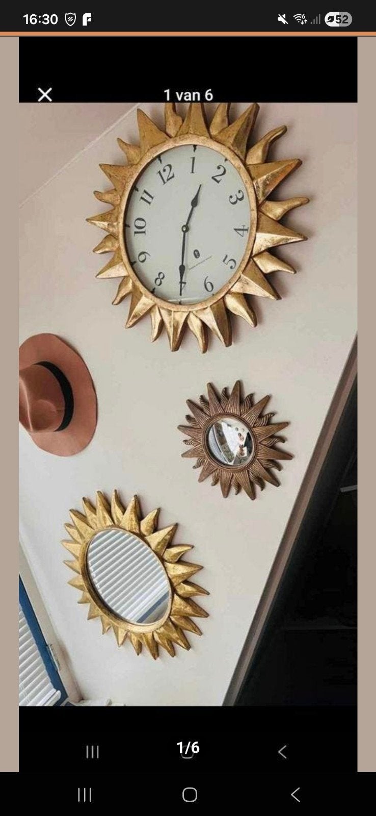 Sunburst klok en twee spiegels (waarvan één bolspiegel), Ophalen