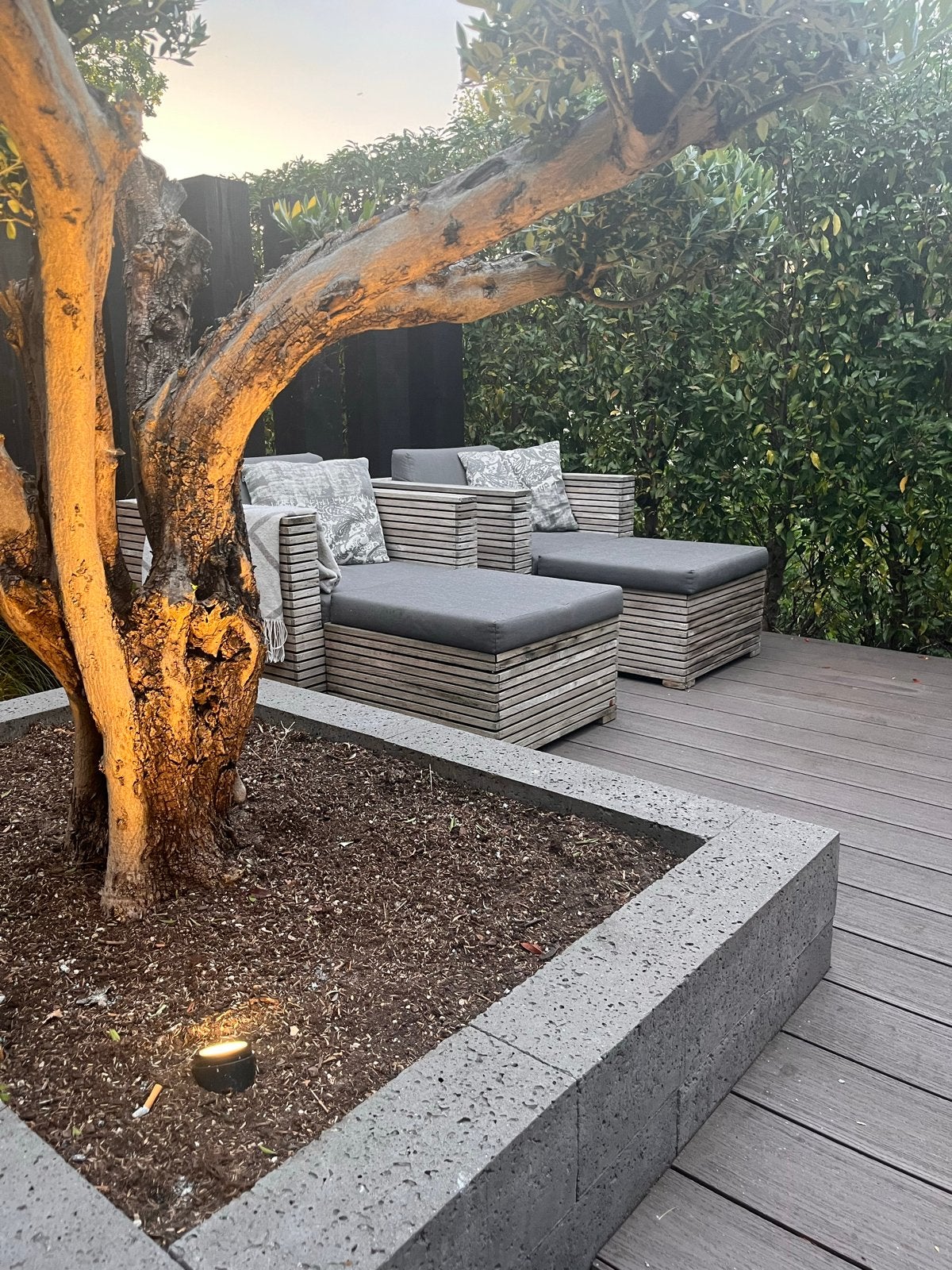 Houten Loungeset met Kussens - Gebruikt, Ophalen, 4 zitplaatsen, Gebruikt, Loungeset