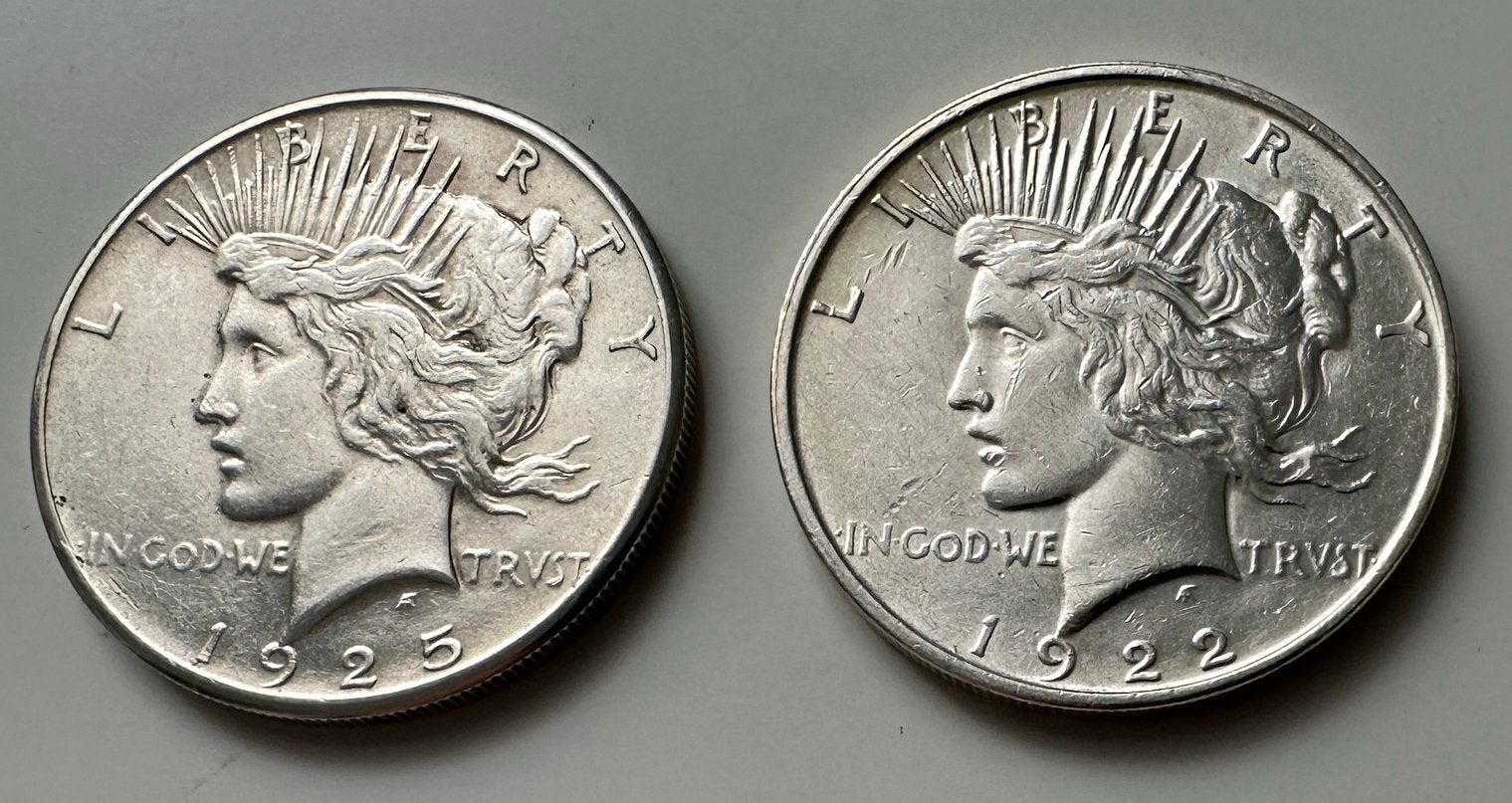 Two Peace Dollars - 1922 and 1925, Ophalen of Verzenden, Noord-Amerika