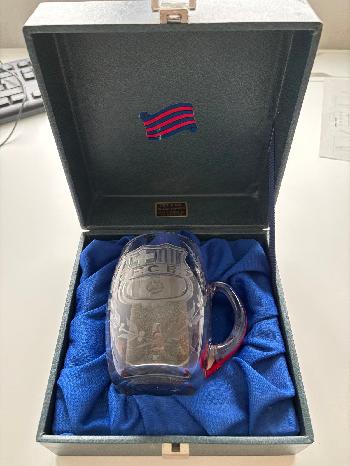 Retro FC Barcelona Biermok in Geschenkdoos, Ophalen of Verzenden, Zo goed als nieuw, Buitenlandse clubs, Overige typen