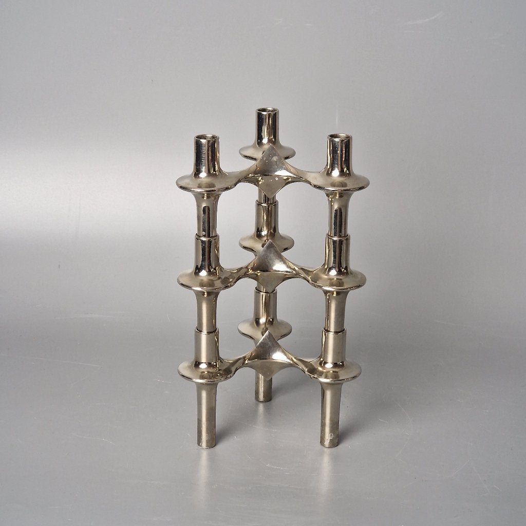 Set van 3 vintage modulaire metalen "Orion" kandelaars. X111, Antiek en Kunst, Ophalen of Verzenden, Overige materialen