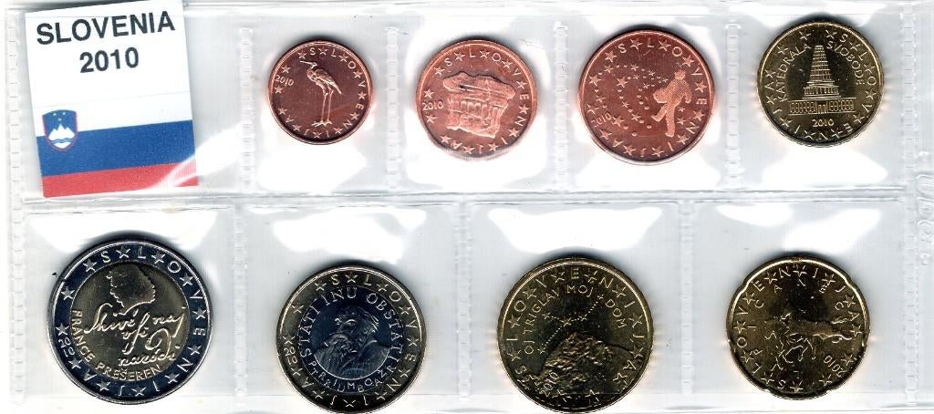 UNC set Slovenie 2010 - 1 cent t/m 2 euro - Transportblister, Verzenden, Slovenië, Overige waardes, Setje