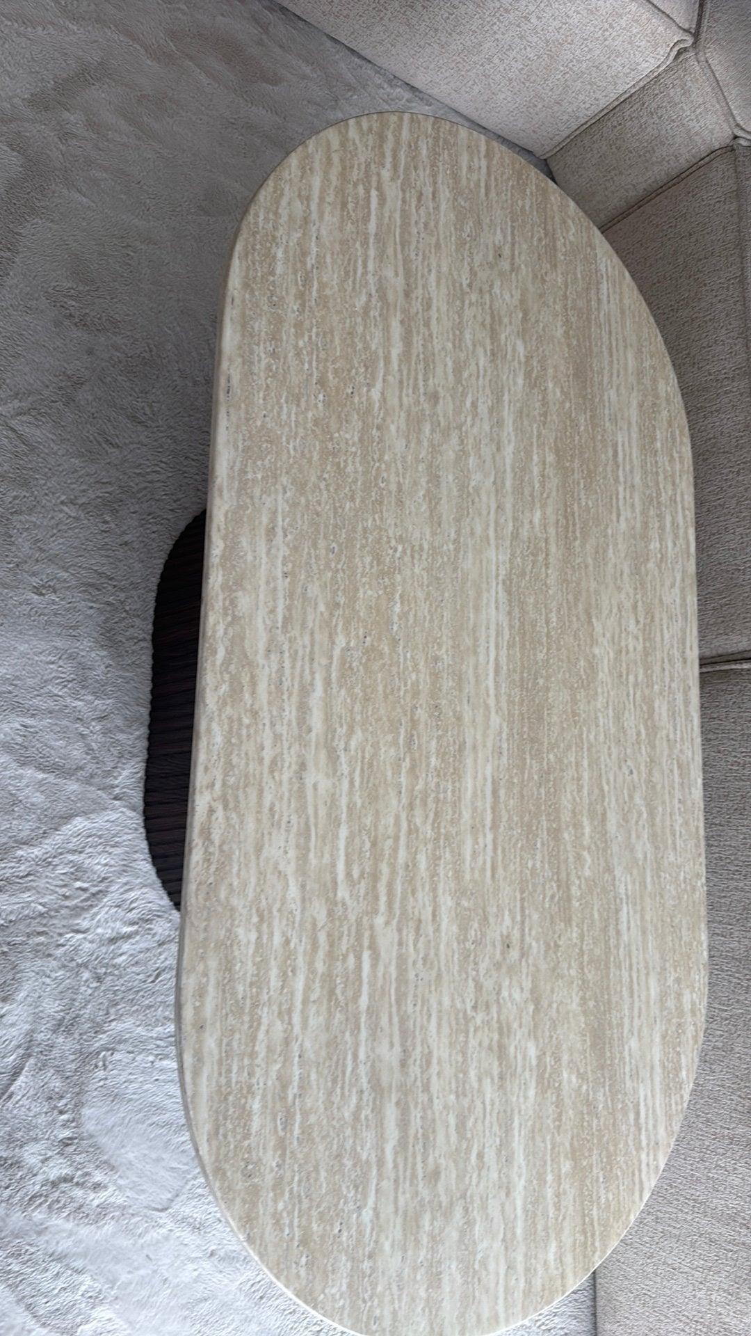 japandi Ovale sintered stone Salontafel, Ophalen, Overige materialen, 100 tot 150 cm, 50 tot 100 cm