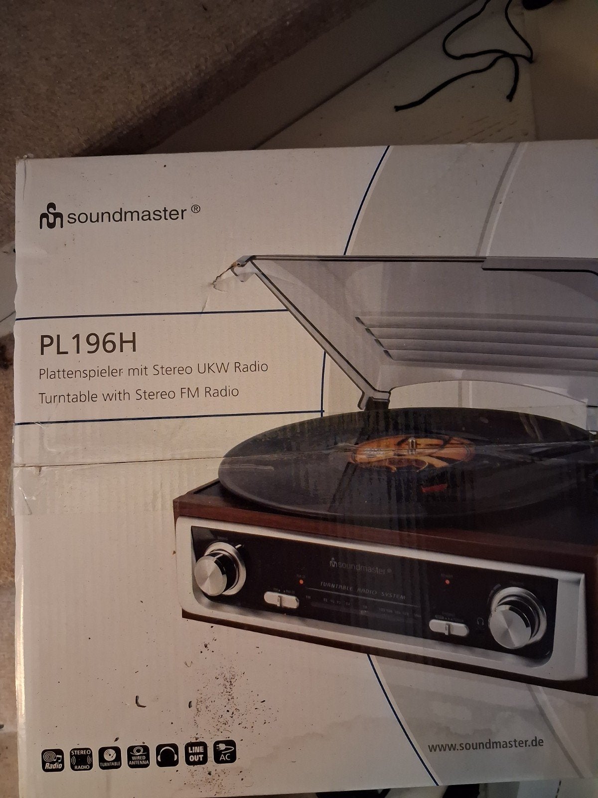 Soundmaster PL196H Platenspeler met Stereo FM Radio, Audio, Tv en Foto, Platenspelers, Ophalen