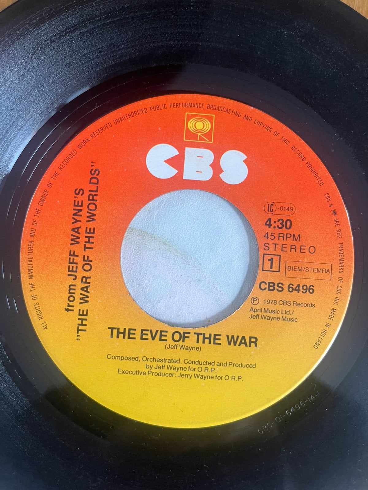 Jeff Wayne's The War of the Worlds - The Eve of the War, Gebruikt, 7 inch, Single, Ophalen of Verzenden