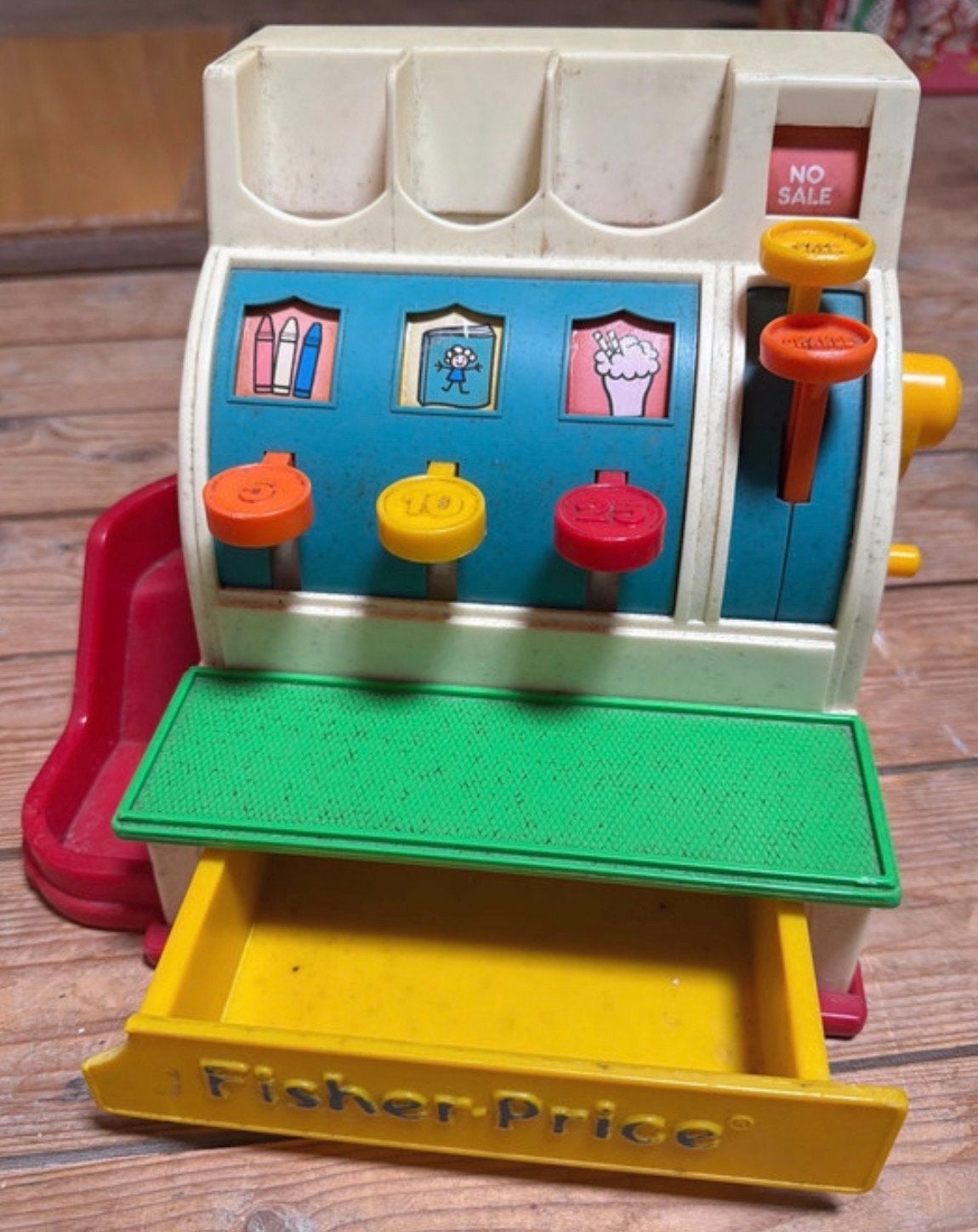 Vintage Fisher-Price Kassa Speelgoed, Ophalen of Verzenden, Gebruikt, Speelset, Met geluid