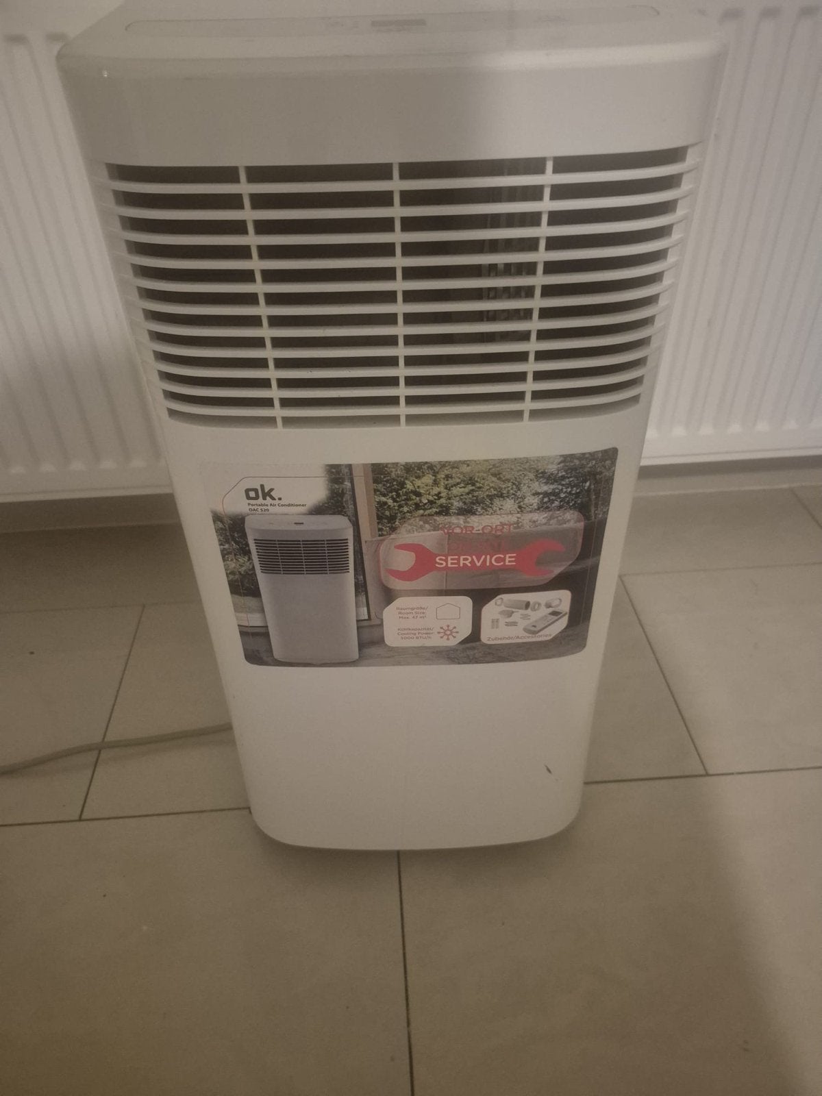 Compacte Mobiele Airco - Zonder Afvoerslang, Witgoed en Apparatuur, Airco's, Gebruikt, Verzenden, Minder dan 60 m³, 3 snelheden of meer