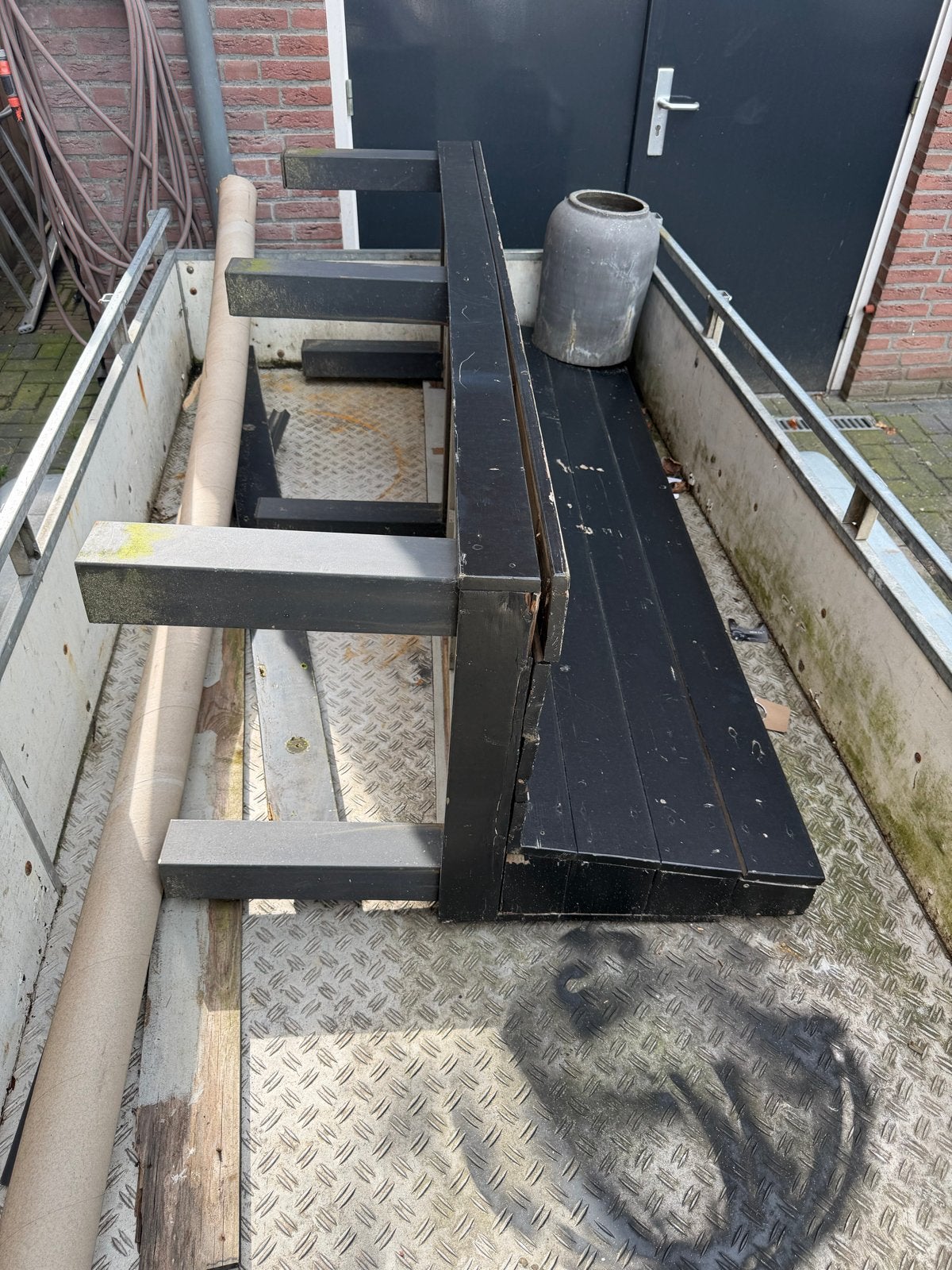 Zwarte houten bank - Gebruikt, Ophalen, Gebruikt, Rechthoekig, Hout