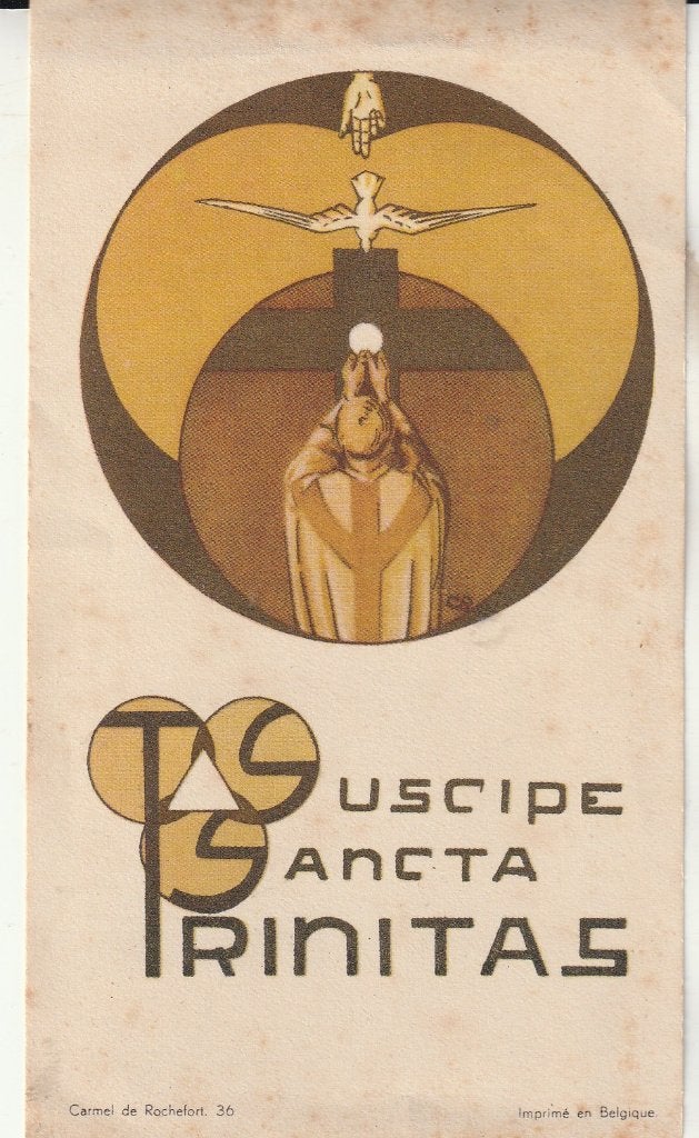 Oude religieuze prent: Uscipe Sancta Trinitas, Verzamelen, Ophalen of Verzenden, Gebruikt, Kaart of Prent, Christendom | Katholiek