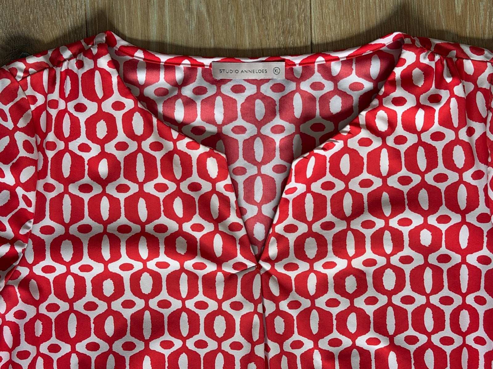 Studio Anneloes blouse rood/wit patroon, maat XL, Maat 46/48 (XL) of groter, Ophalen of Verzenden, Zo goed als nieuw, Korte mouw