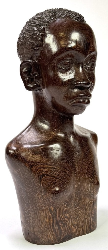886. Houten beeld – buste man, Afrika, 20e eeuw, Buste, Ophalen of Verzenden, Hout, Afrika