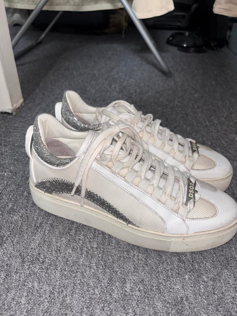 DSQUARED2 Witte Sneakers met Glitterdetails, Ophalen, Zo goed als nieuw, Wit