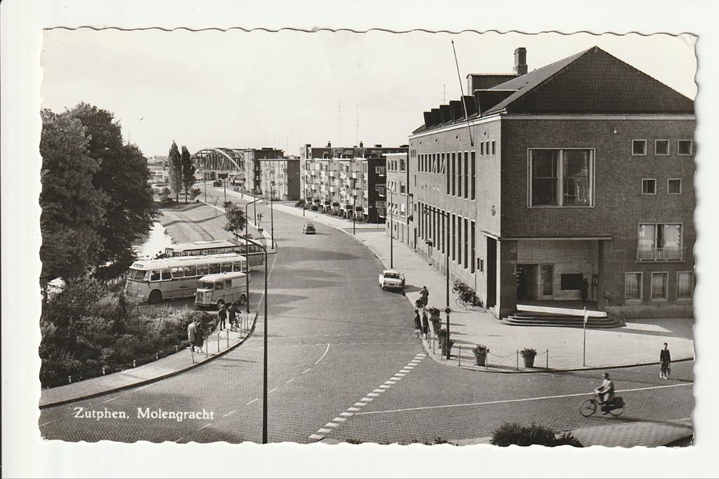 ZUTPHEN MOLENGRACHT P.T.T. KANTOOR CITROEN BESTEL GTW M.A.N., Ophalen of Verzenden, 1960 tot 1980, Ongelopen, Gelderland