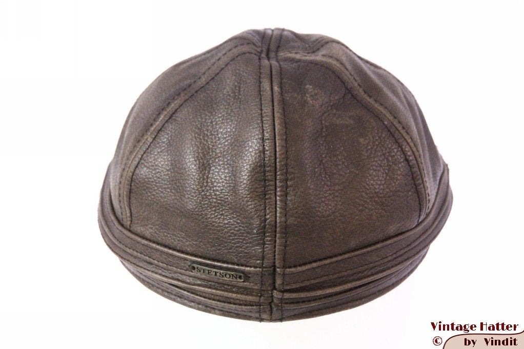 Panelenpet Stetson bruin leer met oorwarmer 56 = S nieuw, Stetson, Nieuw, Ophalen of Verzenden, Pet