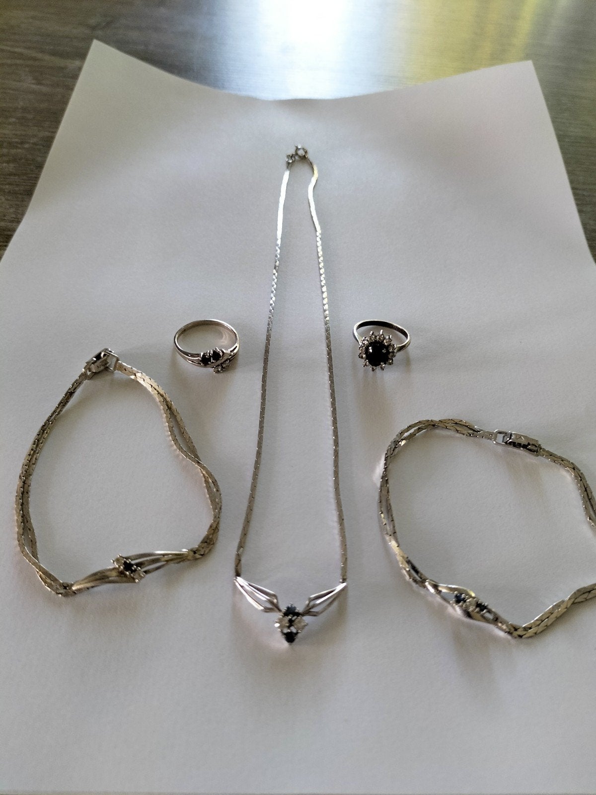 Antieke Zilveren Teka Sieraden met Saffier, Gebruikt, Verzenden, Wit, Kleiner dan 17