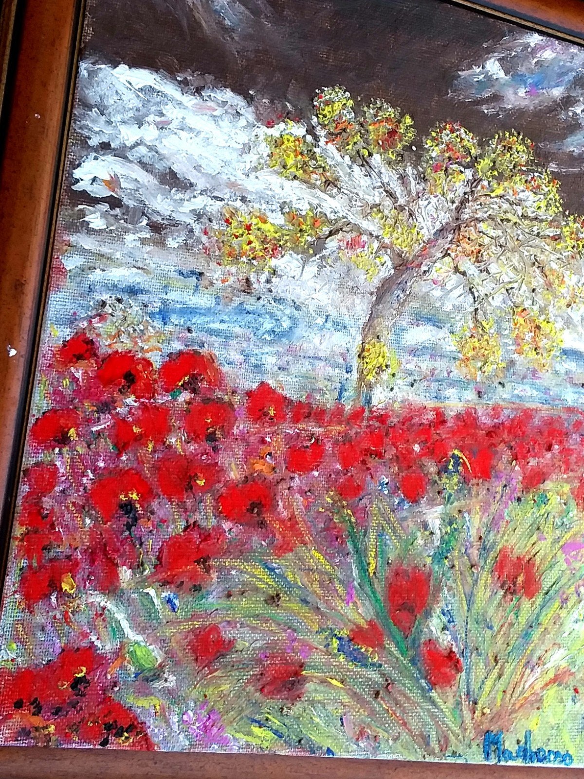 Schilderij " Red happyness ". Olieverf., Antiek en Kunst, Kunst | Schilderijen | Abstract, Ophalen of Verzenden