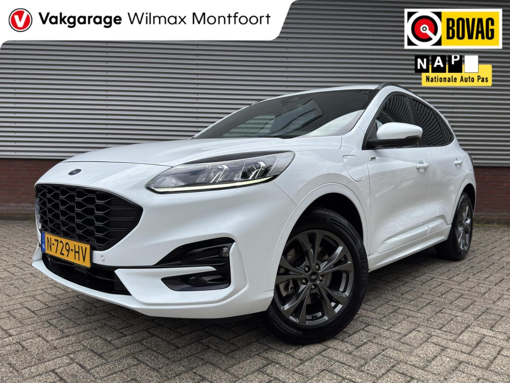 Ford Kuga 2.5 PHEV ST-Line|Elek,trekhaak|Camera|85%SOH|Cruis, Auto's, Gebruikt, Euro 6, Met garantie (alle), Wit