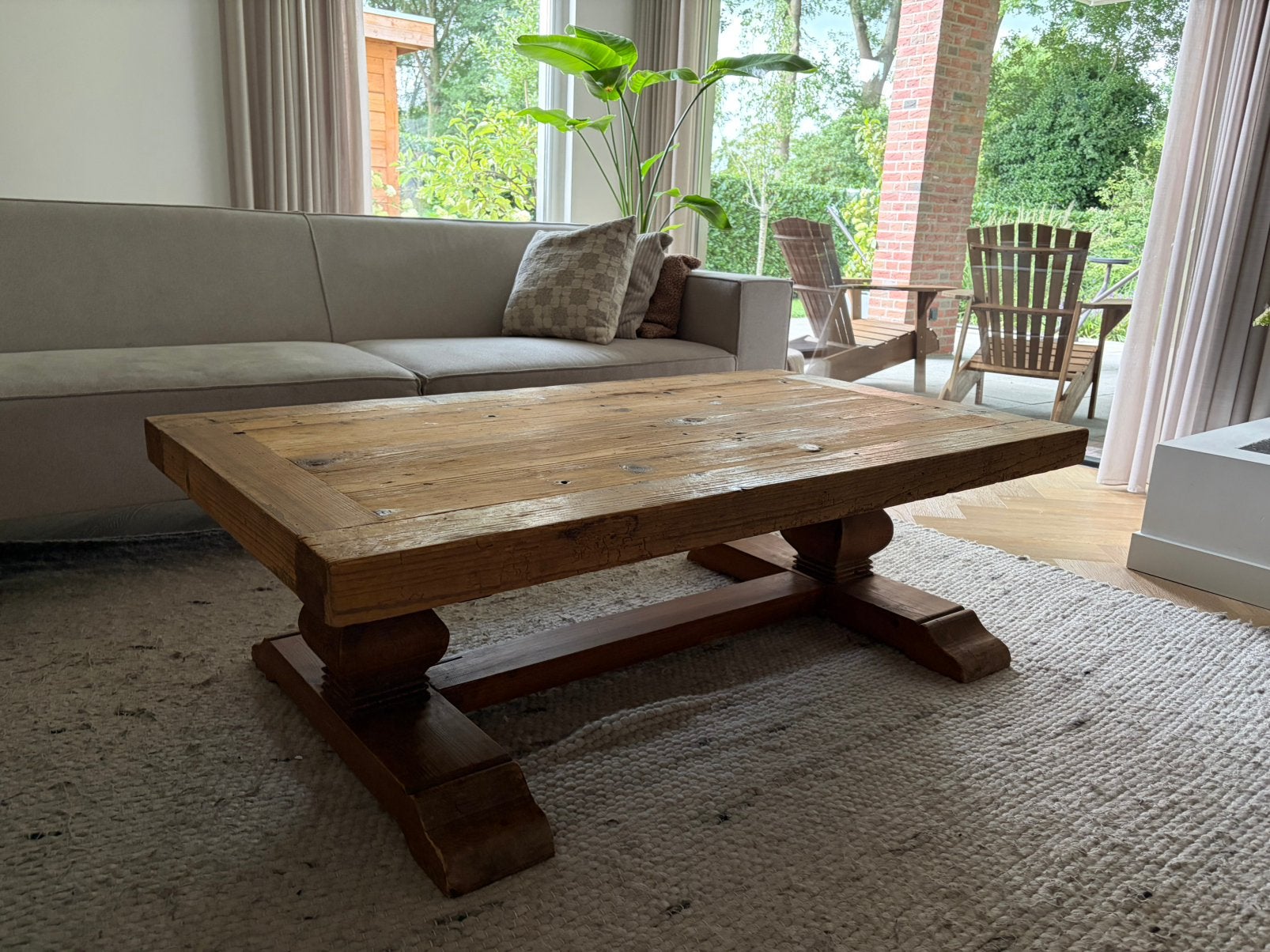 Houten salontafel 140x80 cm, Huis en Inrichting, Ophalen, Gebruikt, 100 tot 150 cm, 50 tot 100 cm