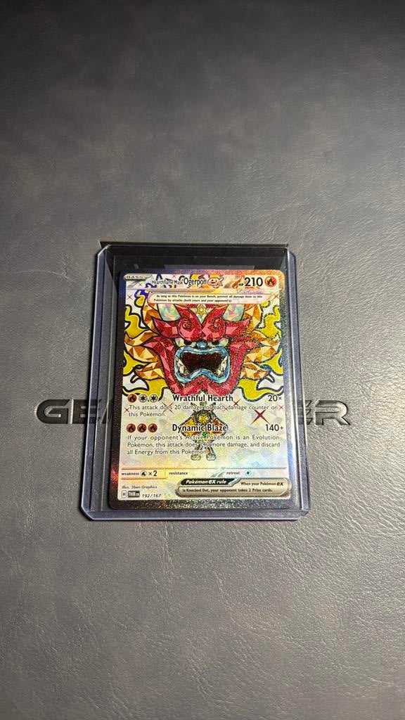 Hearthflame Mask Ogerpon ex 192/167 NM/M, Ophalen of Verzenden, Zo goed als nieuw, Losse kaart