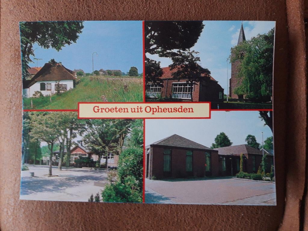 ansicht Groeten uit Opheusden 4-luik ( Rijndijk), Verzamelen, Ophalen of Verzenden, 1960 tot 1980, Ongelopen, Gelderland